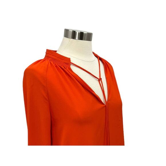 MICHAEL KORS Long Sleeve V-Neck Orange Tassel Top - Picture 2 of 10